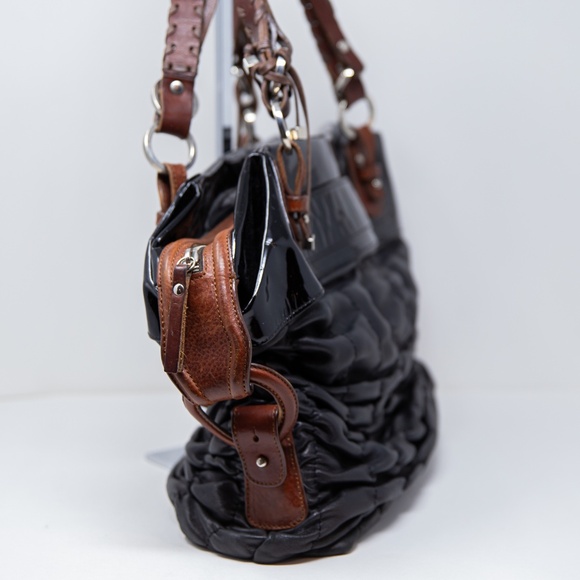 Pauric Sweeney Overnight Patent Leather Oversized Shoulder Purse Tote Bag Black - Picture 3 of 6